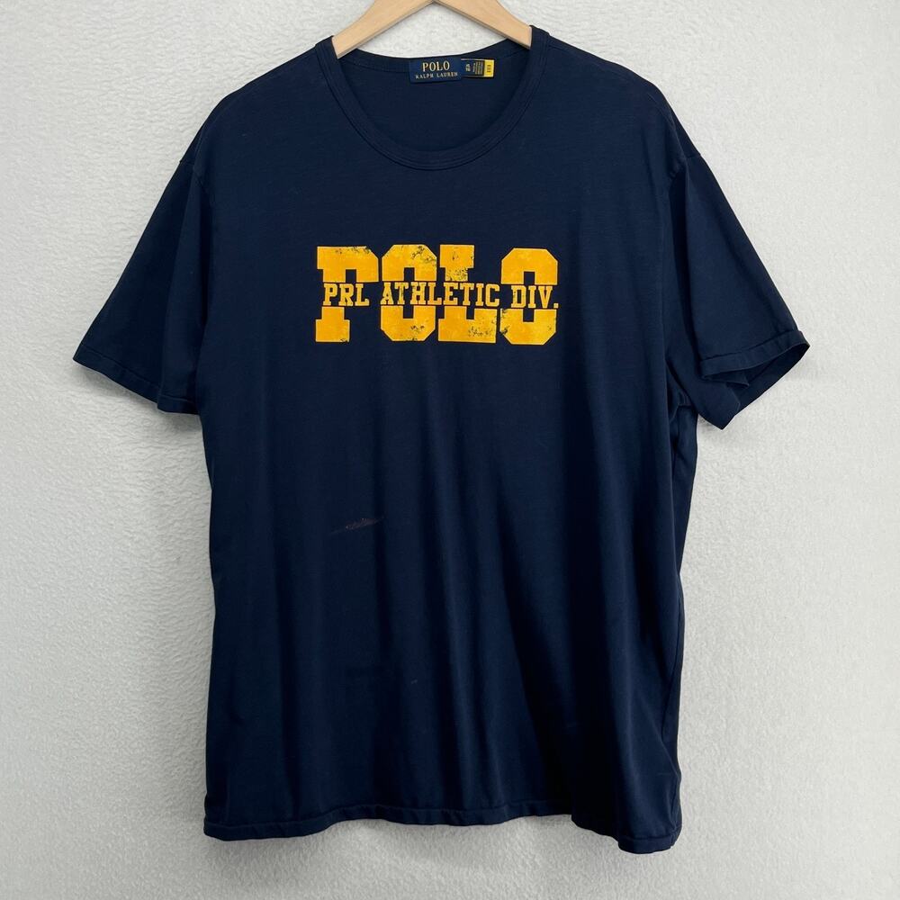 POLO RALPH LAUREN Shirt Mens XL PRL Polo Athletic Div Short Sleeve Cotton Blue